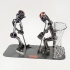 Steelman baseball batter and catcher metal art figurine