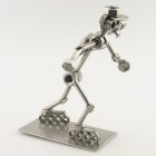 Steelman on Snowboard riding down the slopes metal art figurine