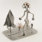 Steelman Fitness Trainer assisting a client metal art figurine