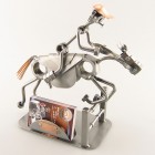 Steelman riding a galloping horse metal art statue