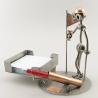 Steelman on an Office Break metal art figurine with a Desk Organizer