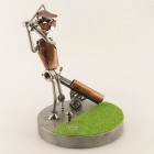 Two Steelman in a Golf Cart metal art figurine