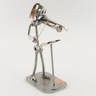 Steelman Trombonist playing his trombone metal art figurine