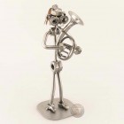 Steelman Trombonist playing his trombone metal art figurine