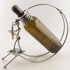 Drunken Steelman metal art figurine with a Wine Bottle Holder