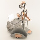 Steelman Utility Electrician fixing a fuse box metal art figurine with a Desk Organizer