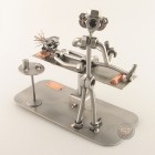 Steelman Biologist peering through the Microscope metal art figurine