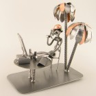 Steelman sleeping on his office desk metal art figurine