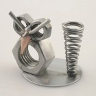 Steelman Chiropractor with a patient metal art figurine with a Business Card Holder
