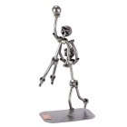 Steelman Ski Jumper about to make the jump metal art figurine