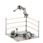 Two Steelman in a boxing match metal art figurine