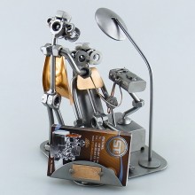 Steelman Dentist with a patient on the dental chair metal art figurine with a Business Card Holder
