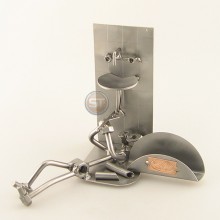 Steelman Plumber repairing under the sink metal art figurine with a Business Card Holder