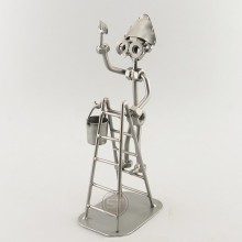 Steelman Painter on a ladder holding a paintbrush metal art figurine