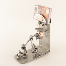 Steelman Tiler tiling a bathroom floor metal art figurine with a Business Card Holder