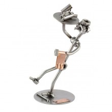 Steelman Waiter about to slip metal art figurine