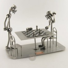 Two Steelman on a Chess Player match metal art figurine