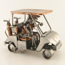 Two Steelman in a Golf Cart metal art figurine