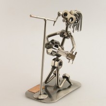 Steelman Guitarist playing his guitar metal art figurine