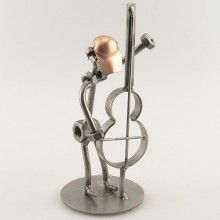 Steelman playing his Upright Double Bass metal art figurine