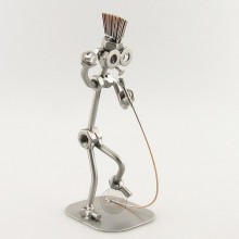 Steelman Singer in a mohawk holding a microphone metal art figurine