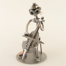 Steelman Cellist playing cello metal art figurine