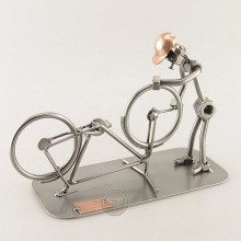 Steelman Bicycle Mechanic fixing a bike metal art figurine