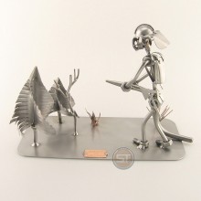 Steelman Fireman putting out a Forest Fire metal art figurine