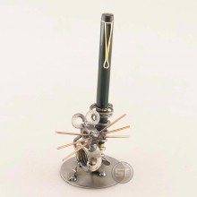 Mouse metal art figurine with a Pen Holder
