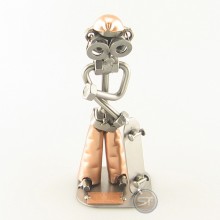 Steelman Skateboarder wearing a baggy pants with helmet metal art figurine