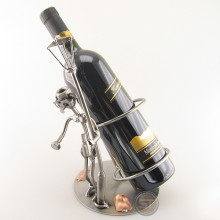 Drunken Steelman metal art figurine with a Wine Bottle Holder