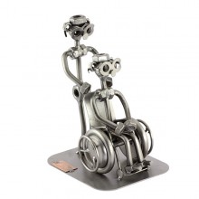 Male Steelman Nurse with a patient in a Wheelchair metal art figurine