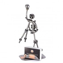 Steelman Football Receiver metal art figurine with a Business Card Holder