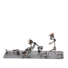 Two Steelman in Baseball Home Run metal art figurine