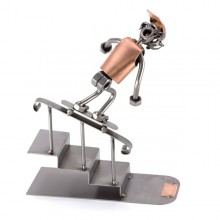 Steelman Skateboarder Grinding down a rail metal art figurine