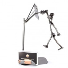 Steelman Dunking a Basketball metal art figurine with a Business Card Holder