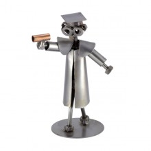 Steelman College Graduate holding his diploma metal art figurine